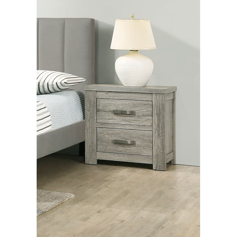 Bedroom Furniture Rustic Light Simple 1pc Nightstand 2-Drawers Bed Side Table Solidwood