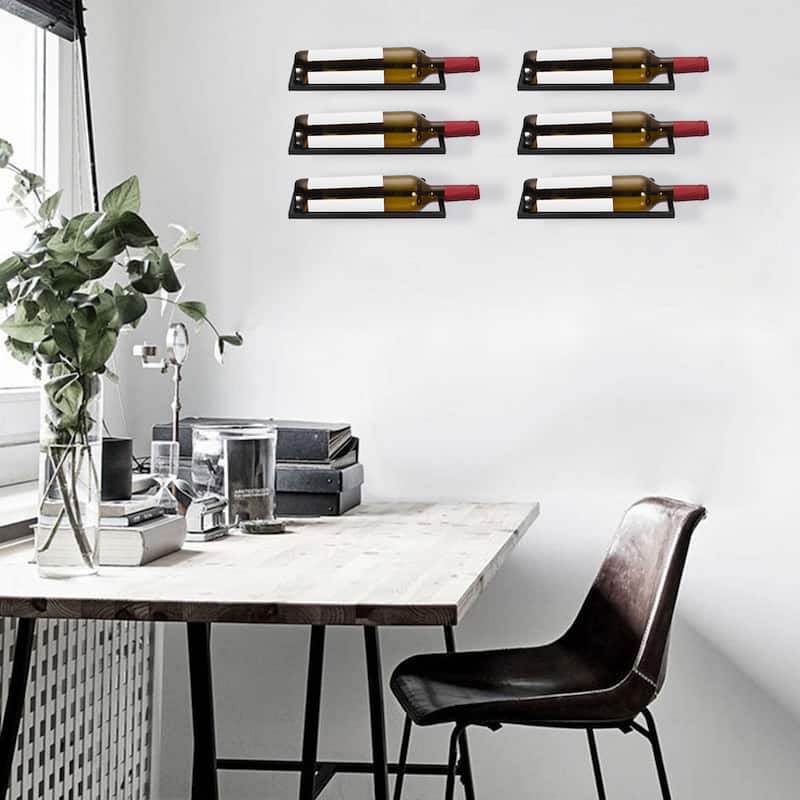 6Pcs Wine Rack Wall Mounted Wall Wine Bottle Holder Display Iron Stand