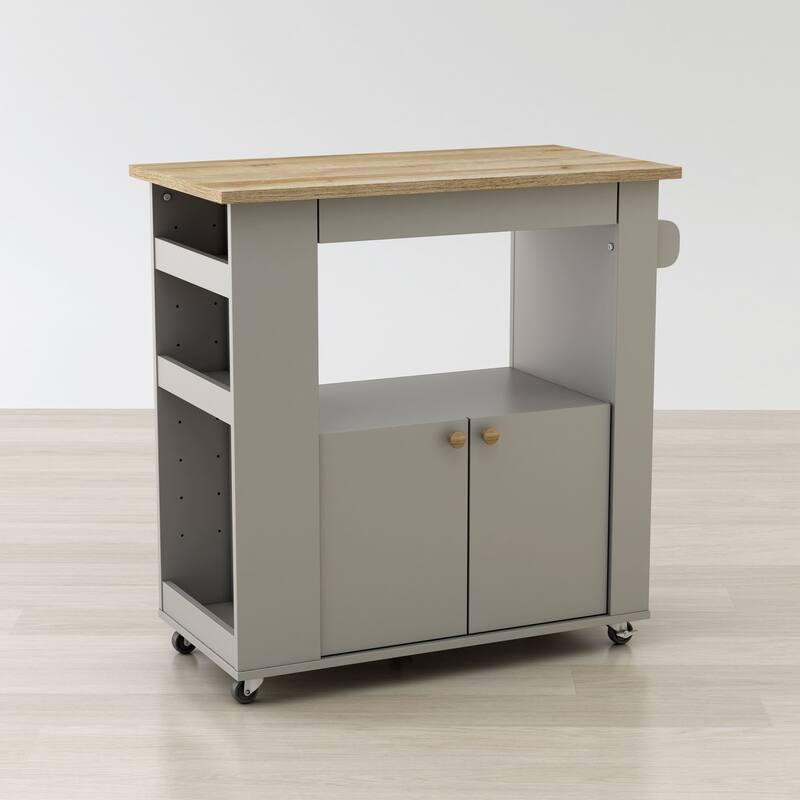 Kitchen Cart with Wheels & Storage - Portable Rolling Utility Cart for Kitchen, Pantry, Dining Room