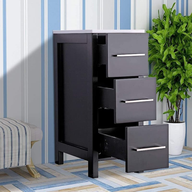 Vanity Art 12-Inch Bathroom Vanity Cabinet 3 Drawer Side Storage Organizer Freestanding Single Vanity Bedroom/Bathroom/Entryway