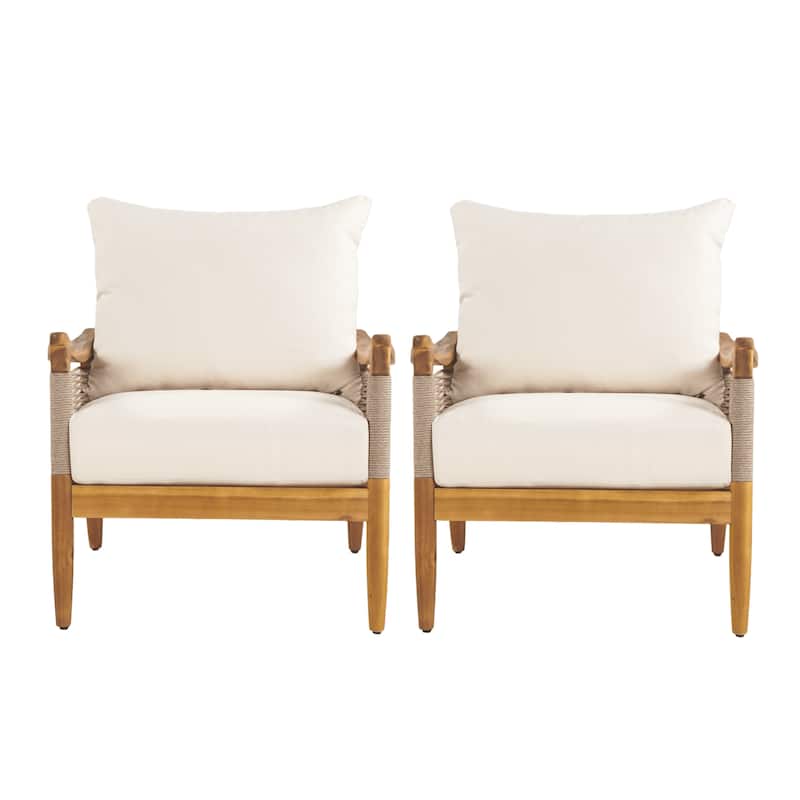 Christopher Knight Home - Riviera Acacia Wood Patio Club Chair with Woven Rope Accents