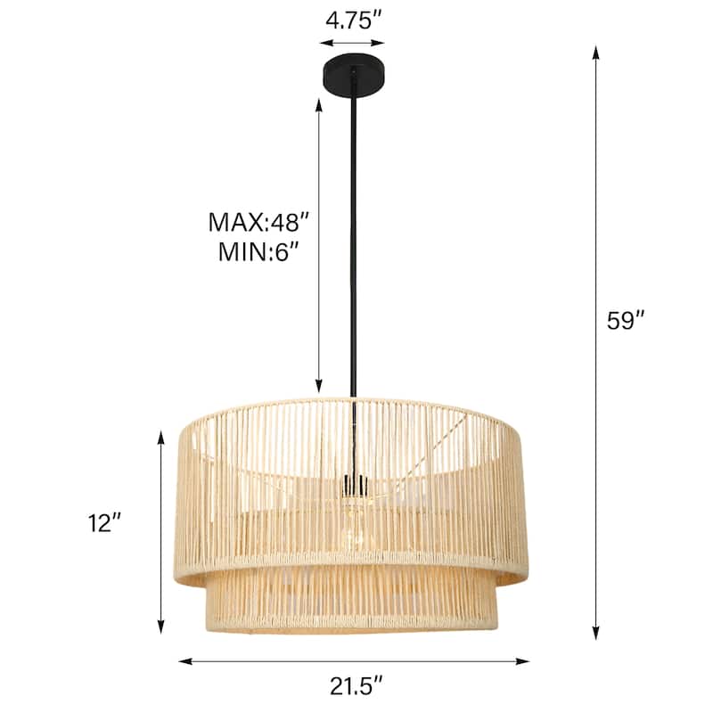 Boho Handwoven Rattan Pendant Light Modern Chandelier