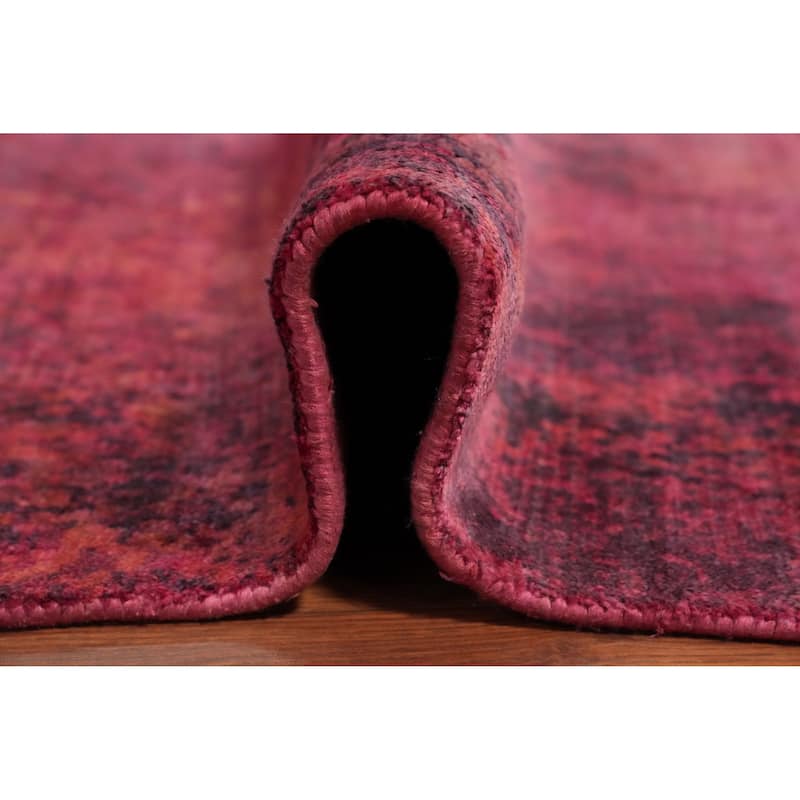 Hand Knotted Oriental Viscose Silk Carpet Modern All-Over Pink Abstract Area Rug - 7' 9'' X 5' 7''