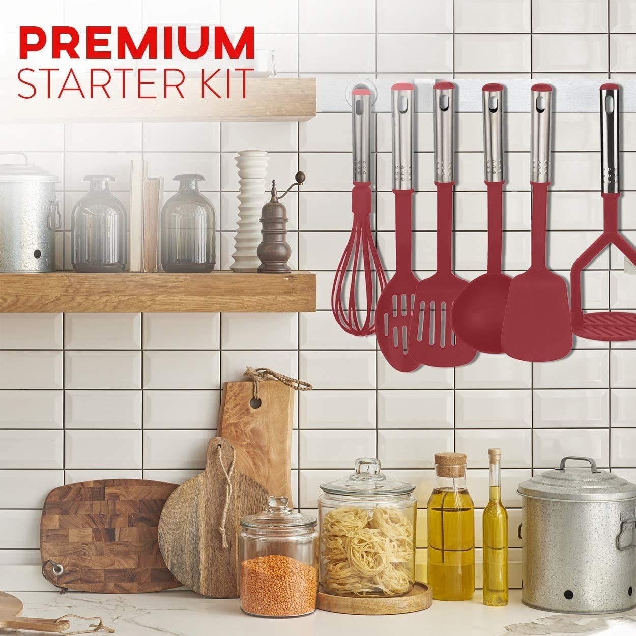 Kitchen Utensils Set Cooking Utensil Sets, Nylon and Stainless Steel Kitchen  Gadgets Nonstick and Heat Resistant Home, House, Apartment Essentials  Kitchen Accessories Must Haves Pots and Pans set