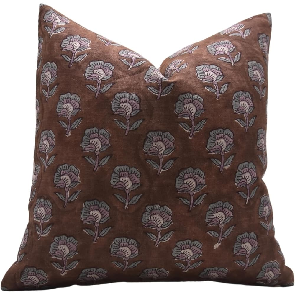 Fabdivine Linen Square Block print pillow Cover