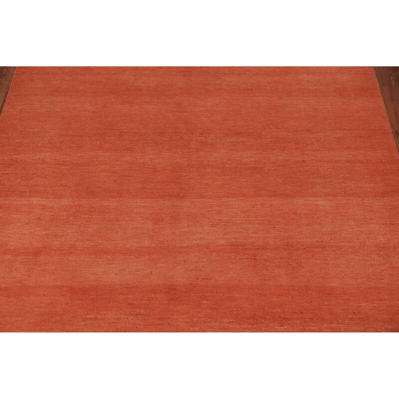 Orange Solid Gabbeh Modern Area Rug Handmade Wool Carpet - 5'7" x 7'7"