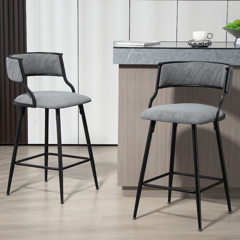 Set of 2 Fabric Counter Height Bar Stool with High-Density Foam Cushion Seating for Comfortable Seating