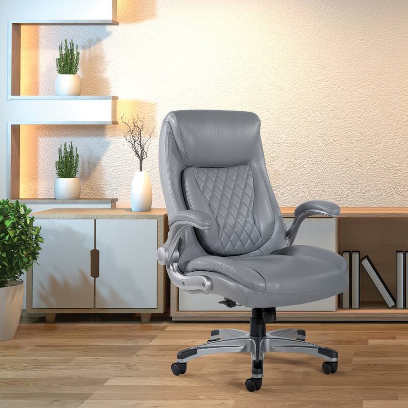 Executive Chair in Bonded Leather with Flip Arms