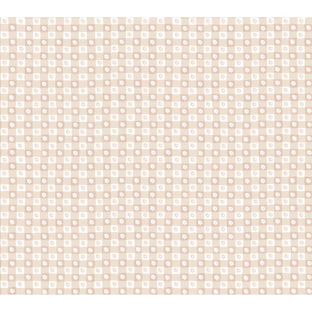Rifle Paper Co. Daisy Gingham Blush Floral Check Premium Peel + Stick Wallpaper