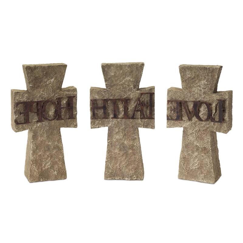 HomeRoots Set Of Three 11" Gray Resin Cross Figurine - 2' X '10.75' X '6