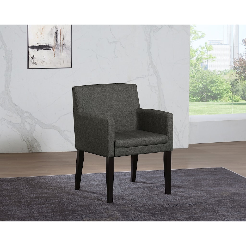 Houston Charcoal Grey and Black Upholstered Arm Chairs (Set of 2)
