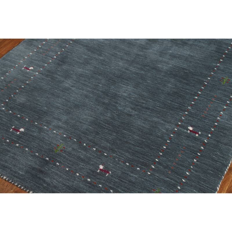 Hand Knotted Oriental 100% Wool Carpet Tribal Animal Pictorial Greys & Charcoal Gabbeh Area Rug - 5' 9'' X 4' 0''