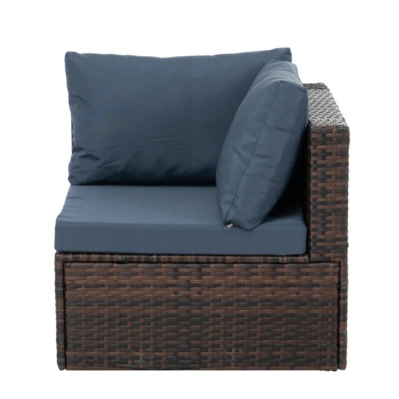 GDFStudio - Stylish 5-Piece Outdoor PE Wicker Patio Set with Tempered Glass Coffee Table, Seats 4