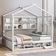 preview thumbnail 25 of 34, Full Size House Bed with Roof Frame and Under Bed Storage Full - White