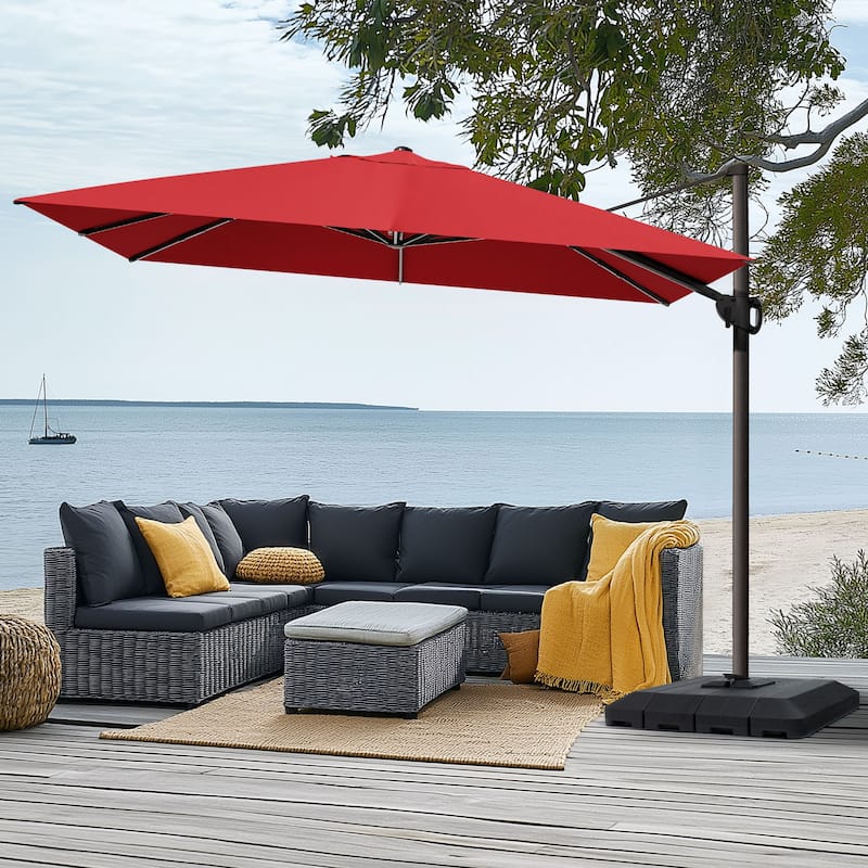 Pellebant 9 FT x 12 FT Outdoor Patio Cantilever-Offset Umbrella with Premium Base Stand