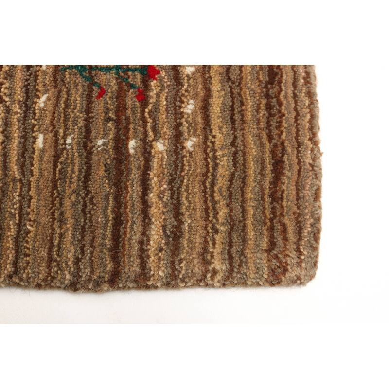 ECARPETGALLERY Hand Loomed Kashkuli Gabbeh Brown Wool Rug - 3'1 x 4'9