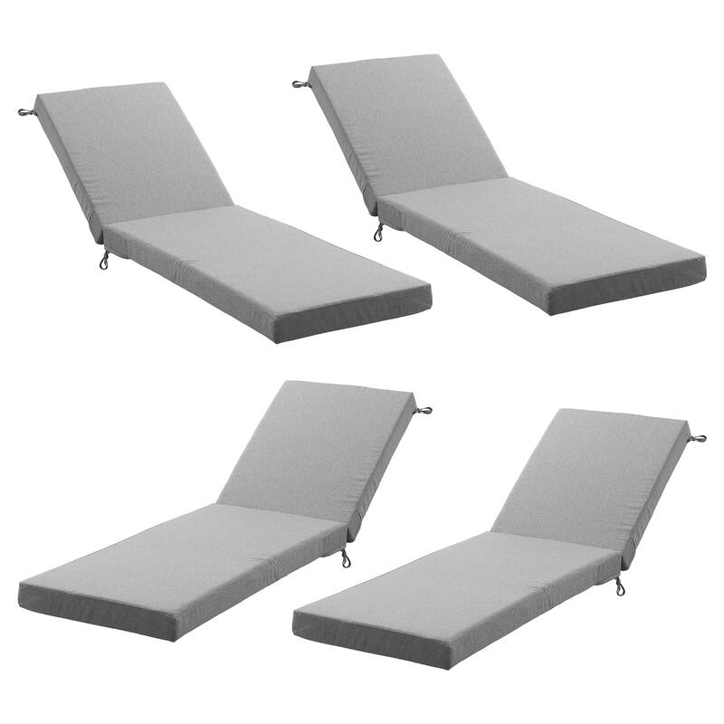 Gymojoy 72x22x3.5 Inch Outdoor Chaise Lounge Cushion, Waterproof Patio & Pool Chair Cushion with Removable Cover - Grey - 4 Set