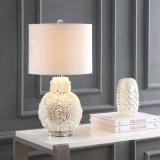 JONATHAN Y Dennis Rosette 24" LED Table Lamp, Cream