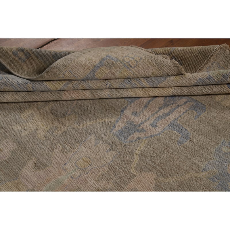 Hand Knotted Oriental 100% Wool Carpet Transitional All-Over Greys & Charcoal Oushak Area Rug - 13' 9'' X 9' 10''