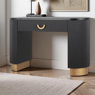 47.8" Modern Console Table - MDF with Solid Wood Veneer, Vertical Ribbed Design, Compact Storage with Functional Drawer