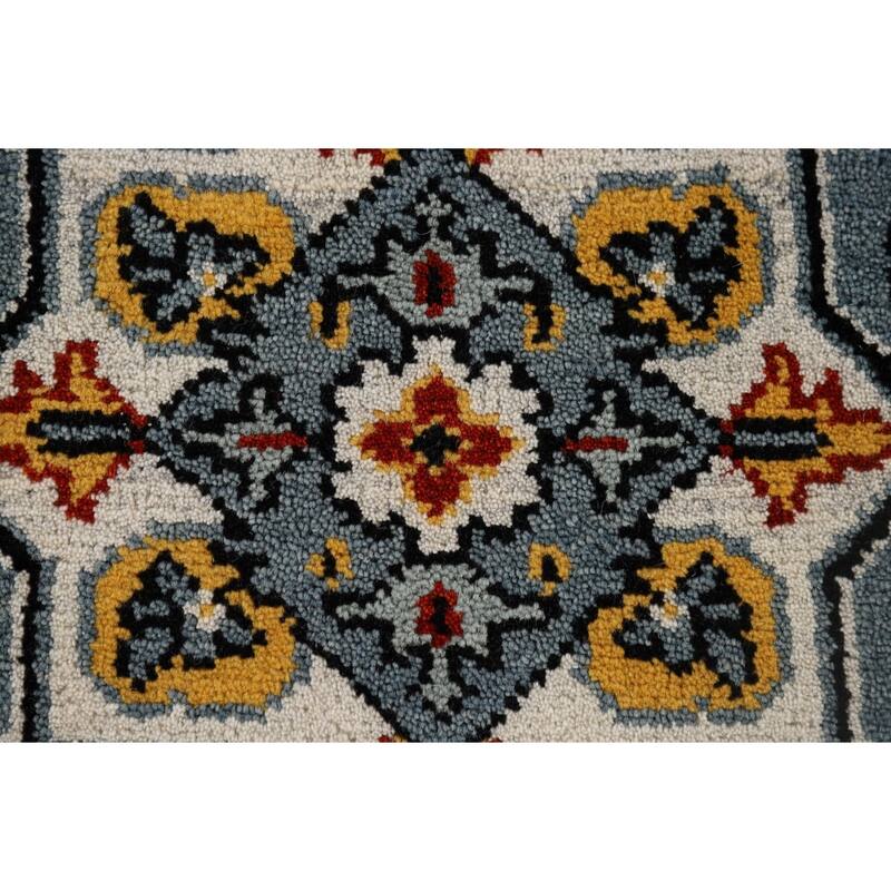 Blue Geometric Kazak Oriental Accent Rug Hand-Knotted Wool Carpet - 2'0" x 3'0"
