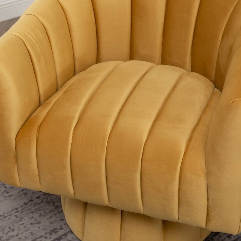 SEYNAR Modern Glam Velvet Upholstered Round 360 Degree Swivel Accent Barrel Chair Set of 2
