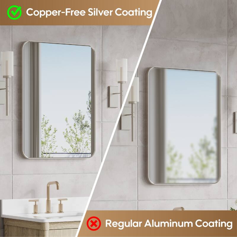 Modern Bathroom Rectangular Wall Mounted Anodized Aluminum Framed Vanity Mirror