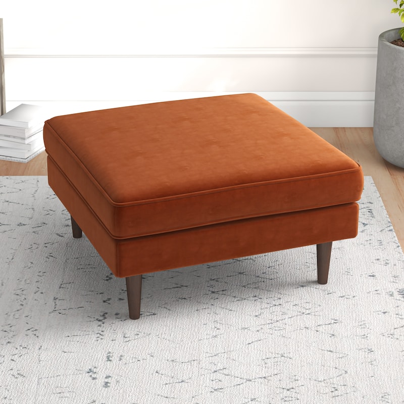 Felicia Mid-Century Upholstered Velvet Ottoman