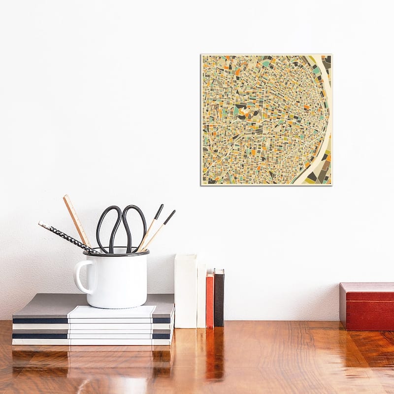 iCanvas "Abstract City Map of St. Louis" by Jazzberry Blue Canvas Print - 12x12x0.75