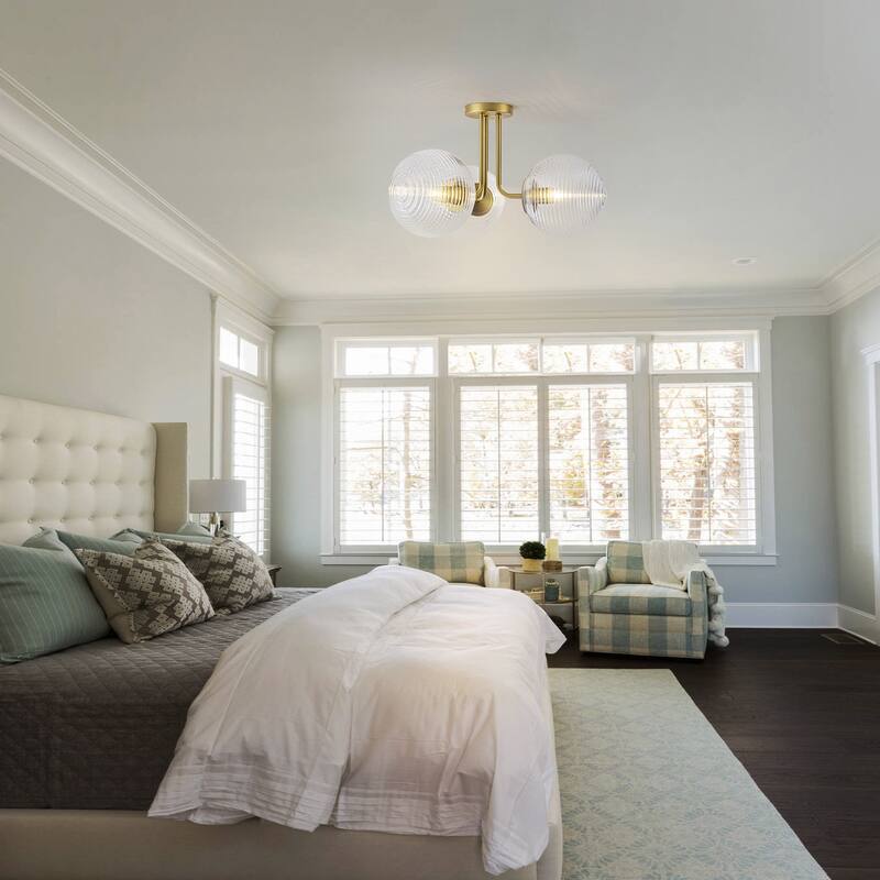 3 - Light 22'' Modern Sputnik Globe Glass Semi Flush Mount Light