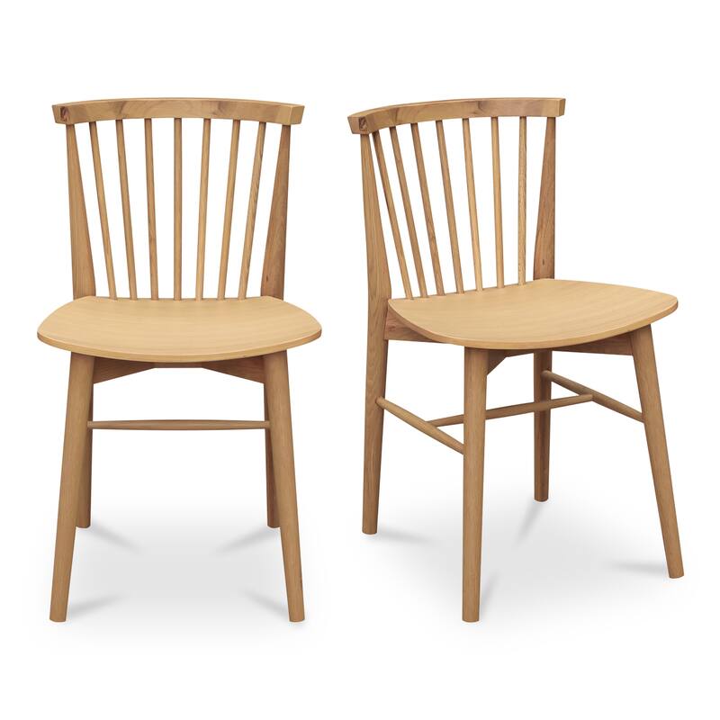 NADAAL STUDIOS Briar Dining Chair, Spindle Back, Solid Walnut Frame, Walnut Finish - Set of 2 - Oak