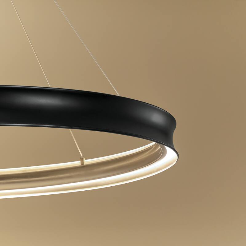 Larousse 49.5 Inch LED Chandelier in Black and Champagne Bronze