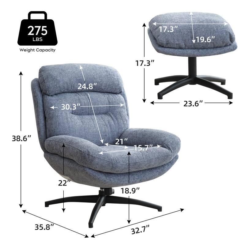 Swivel Accent Chair with Ottoman Rocker Chairs Ottoman Set Rocking Glider Lounge Reading Chair Footrest for Living Room Green