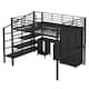 Full Size Metal Loft Bed with Stairs, Table Set and Wardrobe, Black ...