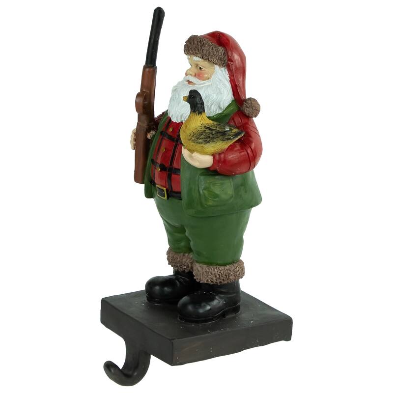8.5" Hunter Santa with Duck Christmas Stocking Holder
