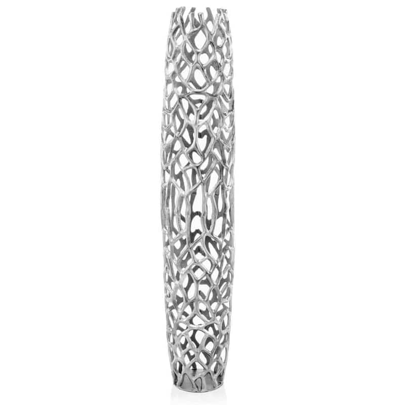 HomeRoots 47" Modern Rustic Silver Twigs Barrel Style Floor Vase - 9