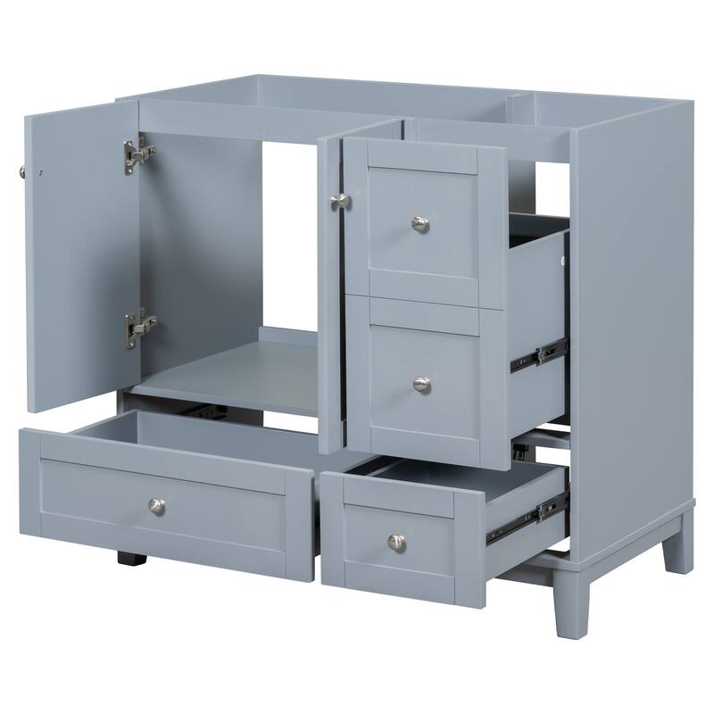 Modern 36-Inch Bathroom Vanity with USB Drawer Charging, Solid Wood Base, and Painted Finish(Sink not included) - 17.5in L