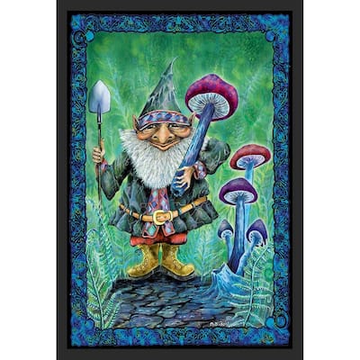 Gnome Mushroom Harvest by Mike DuBois Framed Poster - 24 x 36 Inch