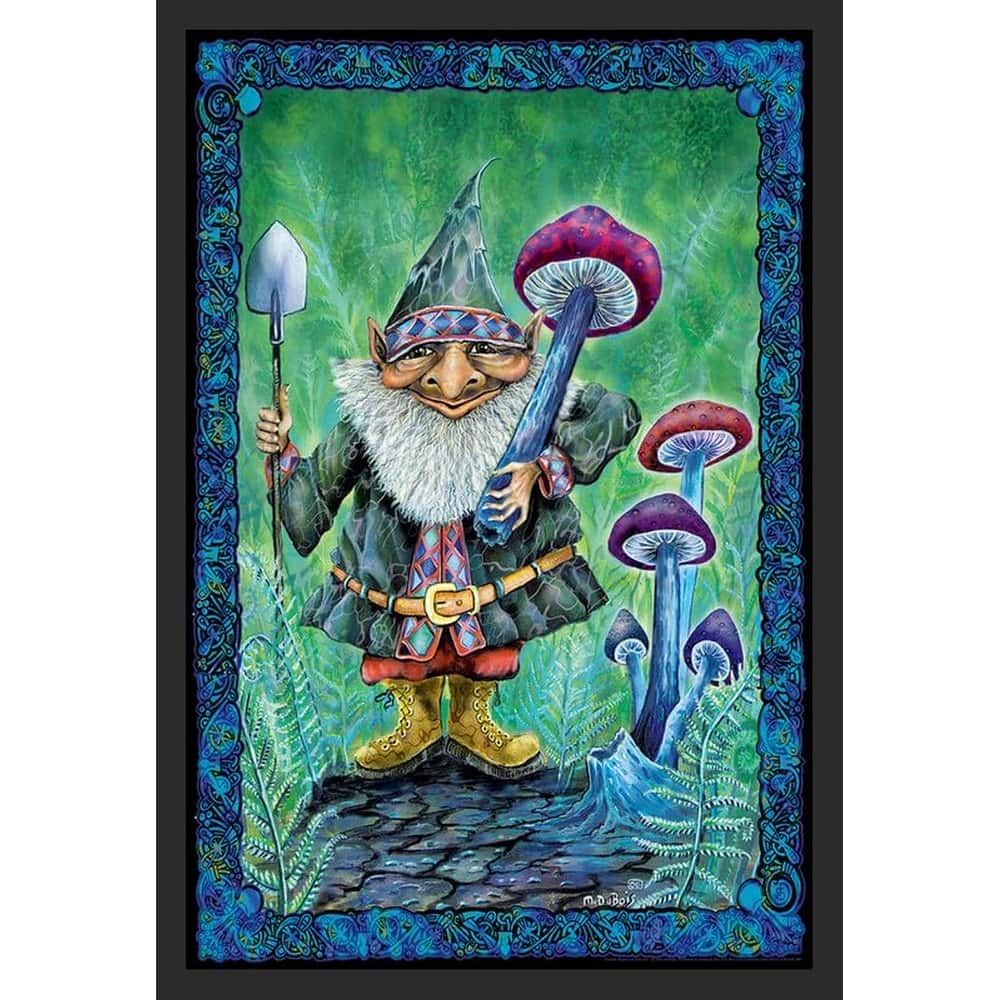 Gnome Mushroom Harvest by Mike DuBois Framed Poster - 24 x 36 Inch