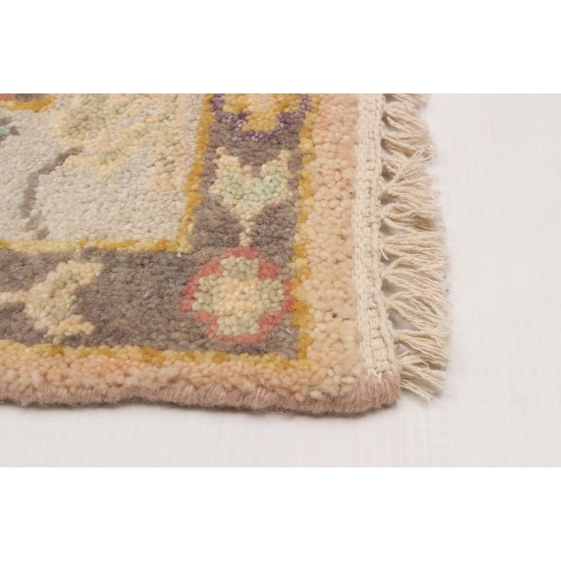 ECARPETGALLERY Hand-knotted Modern Oushak Light Grey Wool Rug - 2'7 x 5'11