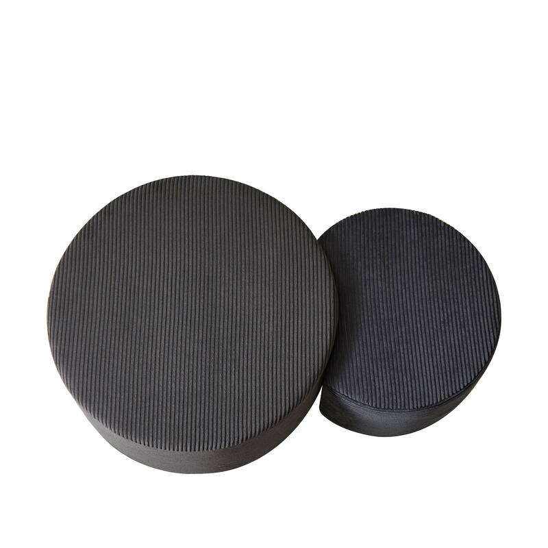 Nesting Coffee Table Set Of 2,Upholstered,Foam Round Coffee Table Side Table End Table Ottoman, No Assembly