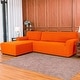 preview thumbnail 15 of 79, Subrtex 2-Piece L Shape Sofa Cover Stretch Sectional Left Chaise Cover Orange