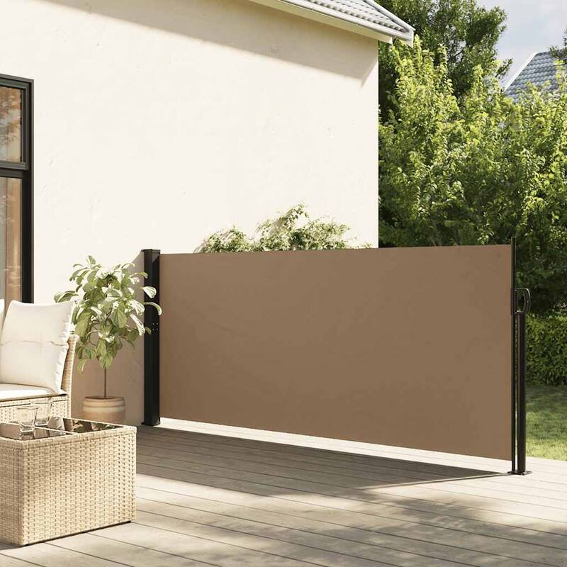 vidaXL Retractable Side Awning Patio Sun Shade Freestanding Privacy Screen - Taupe