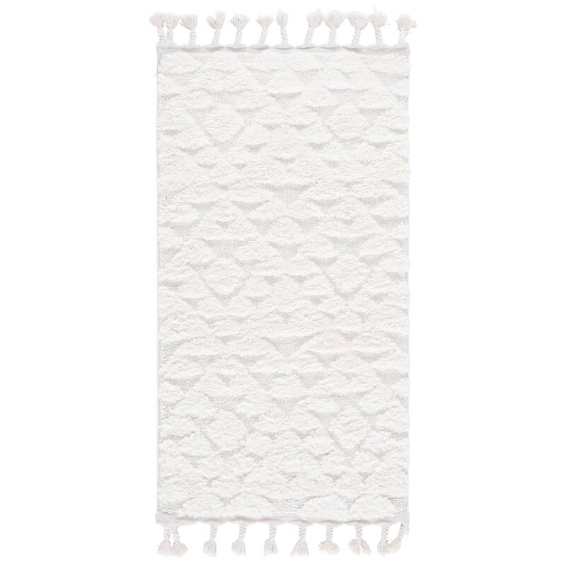 SAFAVIEH Moroccan Tassel Shag Delores 2-inch Thick Rug - 2'3" x 4' - Ivory