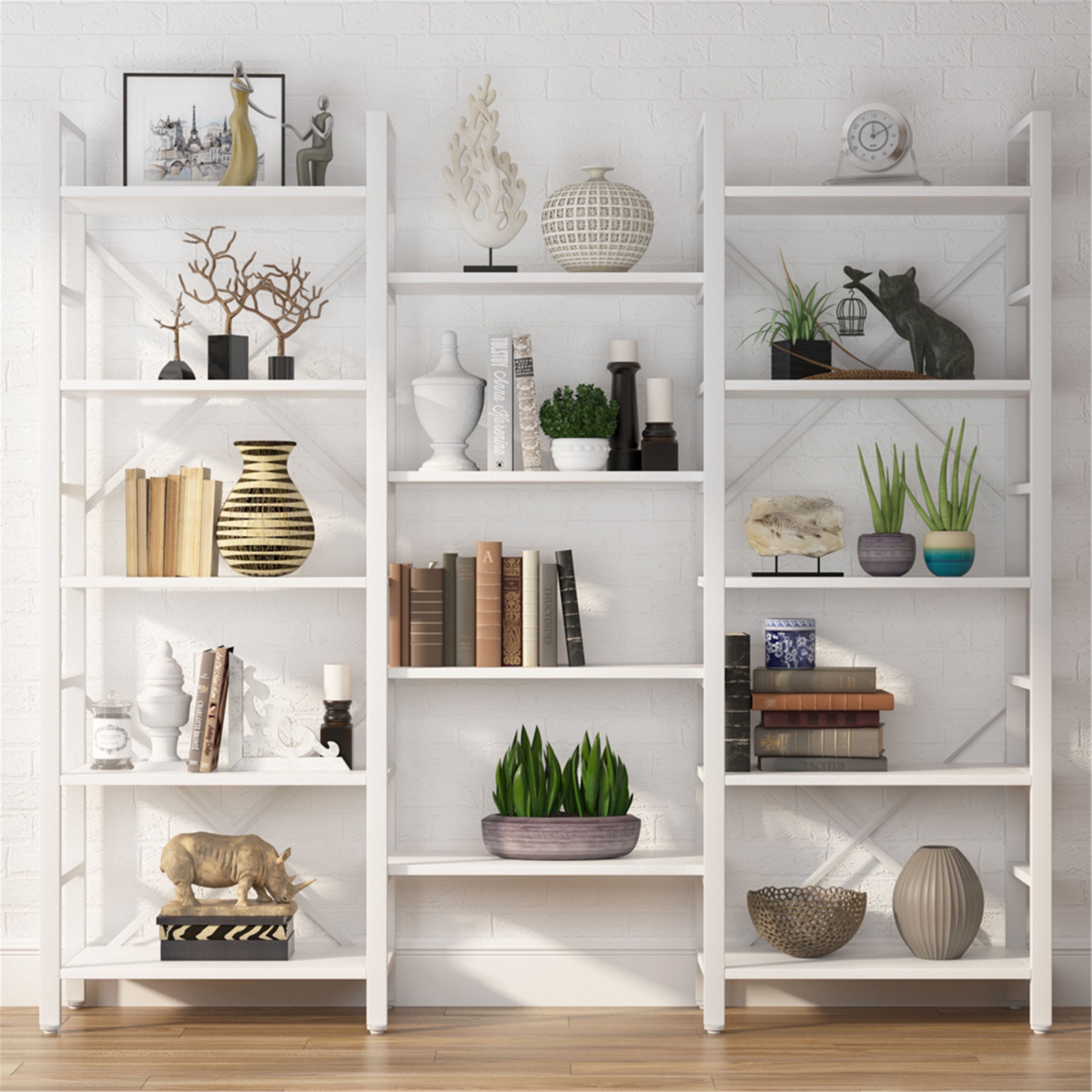 Hampton Bay Dark Brown 3-Shelf Decorative Bookcase 