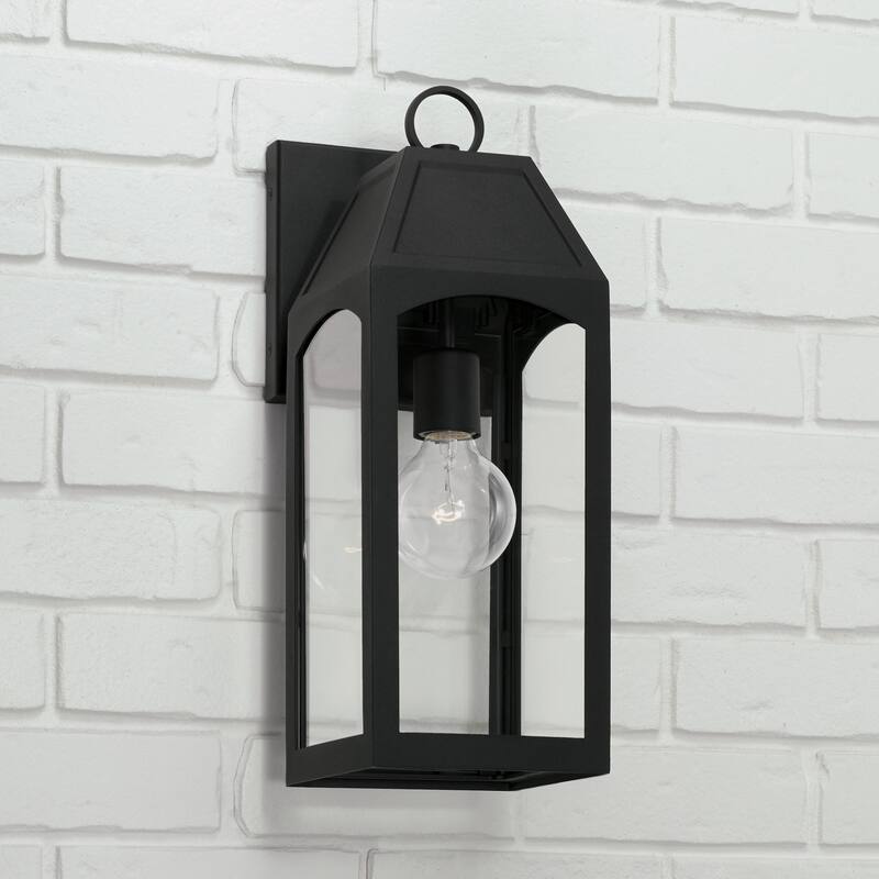 Burton Outdoor 1-light Black Small Wall Lantern w/ Clear Glass
