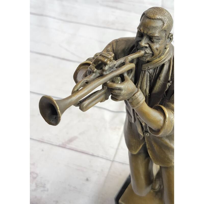 African American Jazz Trumpet Player Trumpeter Bronze Sculpture Statue Musician Decor