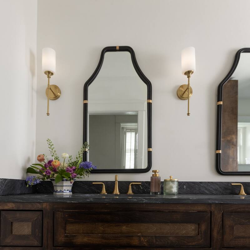 Varaluz Federal Case Wall Mirror - Matte Black/French Gold