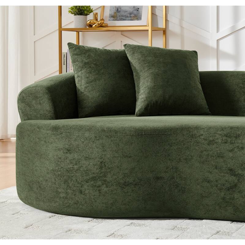 Roomfitters Modern Cloud 4-Seater Curved Sectional Sofa, Minimalist Compression Couch, Chenille