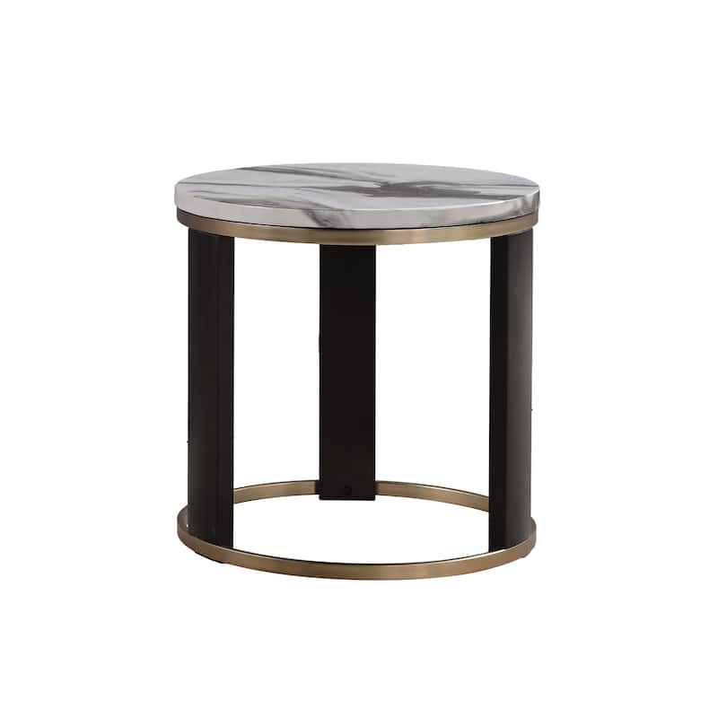Furniture of America Morai Modern Black and White Wooden Round End Table